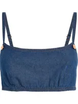 Staud X Wrangler Denim Bra Top In Blue