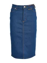 Staud X Wrangler Denim Pencil Midi Skirt In Blue