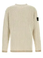 Stone Island Two-tone Wool Sweater In Beige