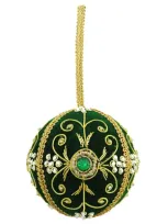 Sudha Pennathur Velvet Embellished Bauble In Green