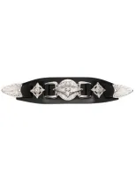 Toga Metallic Leather Hair Clip In Black