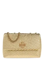 Tory Burch Small Kira Metallic Moto Quilt Convertible Shoulder Bag In Gold