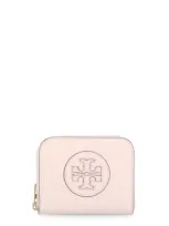 Tory Burch Ella Bio Small Zipped Wallet In Pink