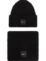 Ugg Scarf & Beanie Knitted Set In Black