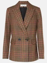 Veronica Beard Sevyn Plaid Virgin Wool Blazer In Braun