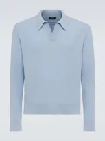 Zegna Cashmere Polo Sweater In Blue