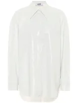 Msgm Crocodile-effect Faux-leather Shirt In White