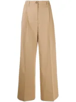 Msgm High-waisted Wide Leg Trousers In Neutrals