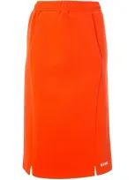 Msgm Elasticated Waistband Straight Skirt In Orange