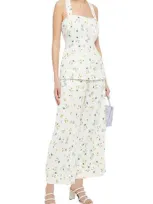 Racil Desert Floral-print Crepe Wide-leg Pants In White