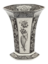 Spode Hexagonal Floral Vase In Black