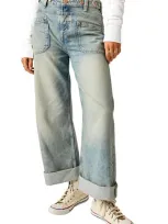 Free People Palmer Cuffed Baggy Jeans In Multi